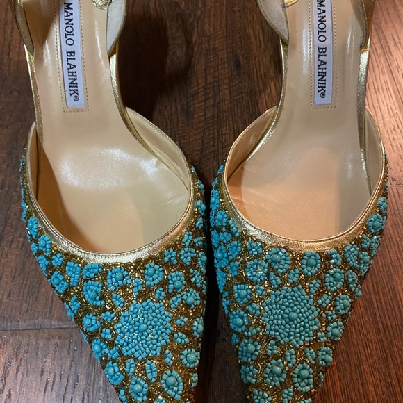 Beaded Manolo Blahnik slingback pumps GREAT condition - Picture 3 of 5